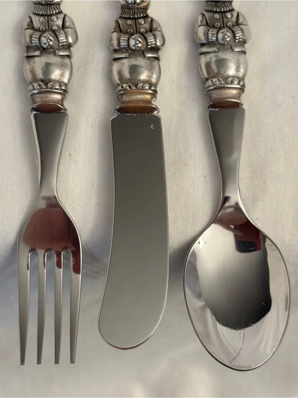 Woodbury Pewter Bunny Child Flatware Set Spoon Fork Knife Handcrafted w/ Box